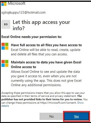 Let this app access your 